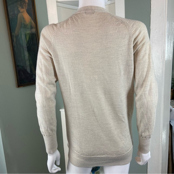 J. Crew Merino Wool Cream/Gray Women's Long Cardigan Sweater Medium M 65370 - Picture 11 of 13